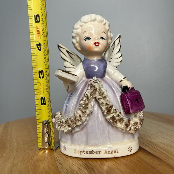 Vintage FINE A QUALITY Japan September Birthday Angel Books Figurine - Picture 10 of 11